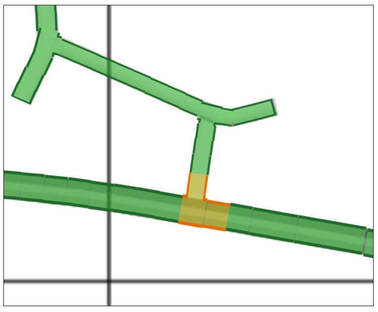 Tracks in damage mapping web application. Tracks shown in orange are selected for use in the current report.