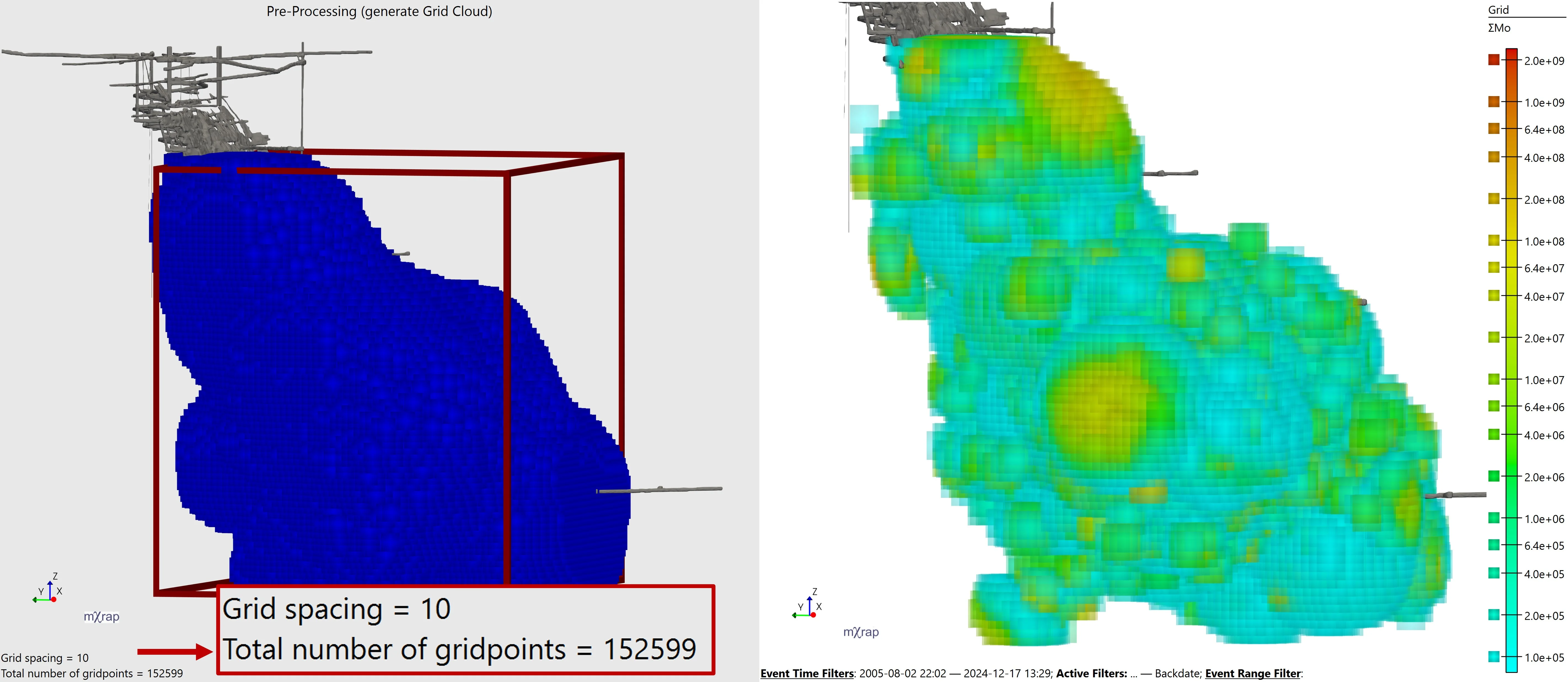 3D view showing a large dense grid with high resolution