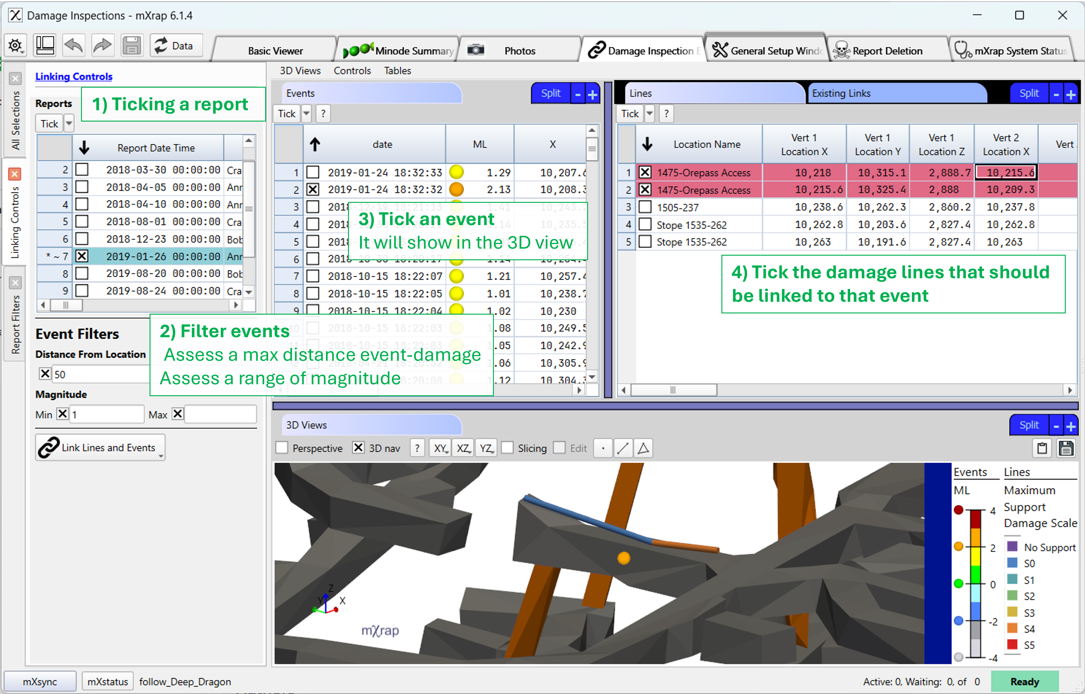 Linking Seismic Events to Damage Lines