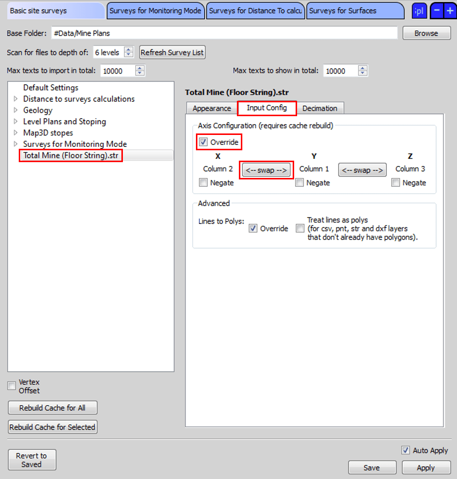 Survey Setup Configuration